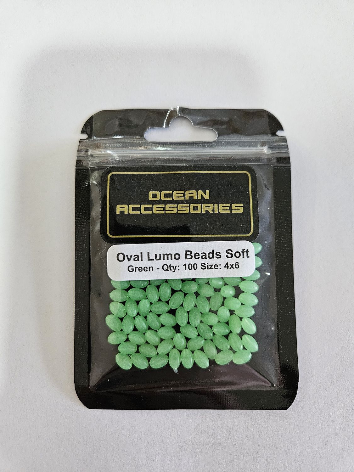 GREEN OVAL SOFT BEADS 4X6