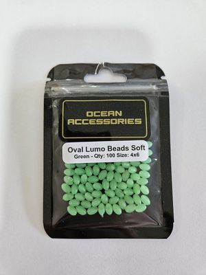GREEN OVAL SOFT BEADS 4X6