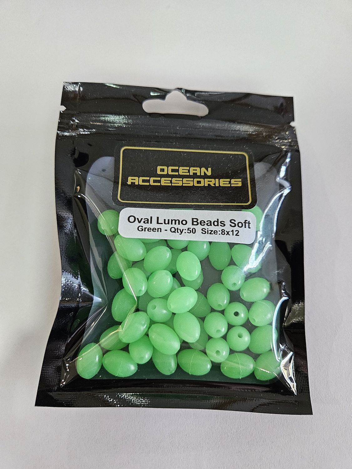 GREEN OVAL SOFT BEAD 8X12