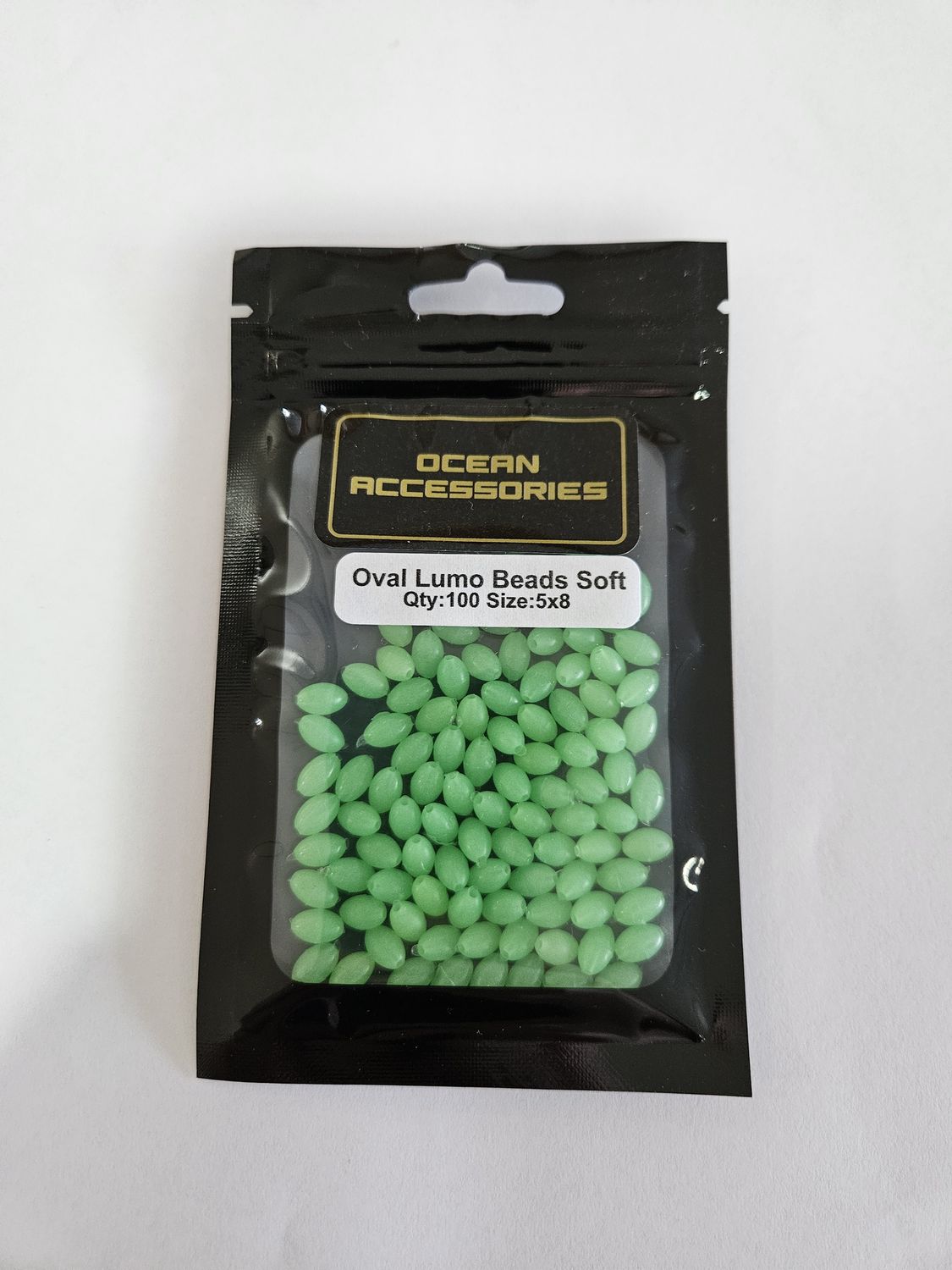 GREEN OVAL SOFT BEAD 5X8