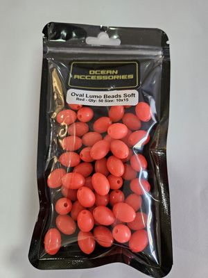 RED OVAL SOFT BEAD 10X15