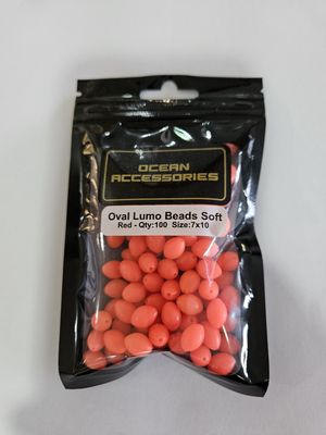 RED OVAL SOFT BEAD 7X10