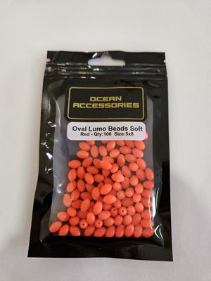 RED OVAL SOFT BEAD 5X8