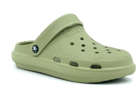 Khaki Platform Clog Shoes with Accessory Detail