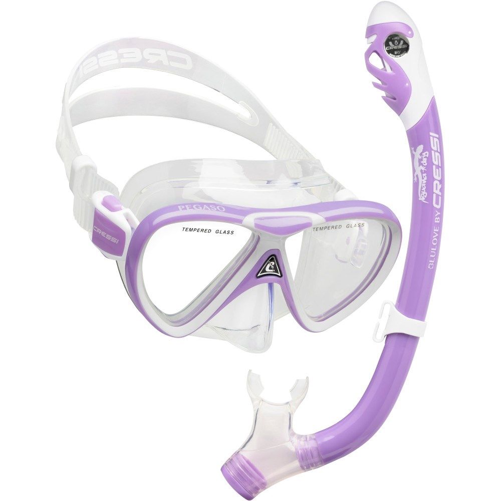 CRESSI PEGASO + IGUANA DRY JUNIOR SET LILAC/WHITE
