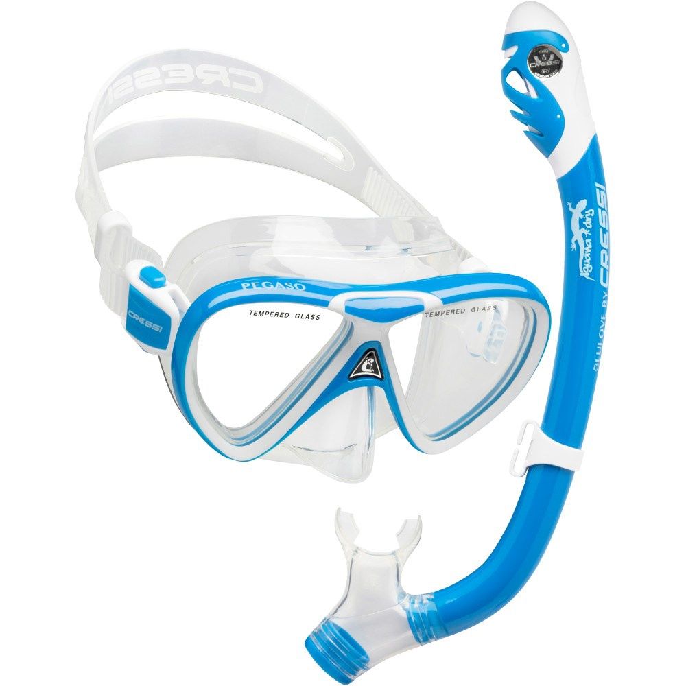 CRESSI PEGASO + IGUANA DRY JUNIOR SET BLUE/WHITE