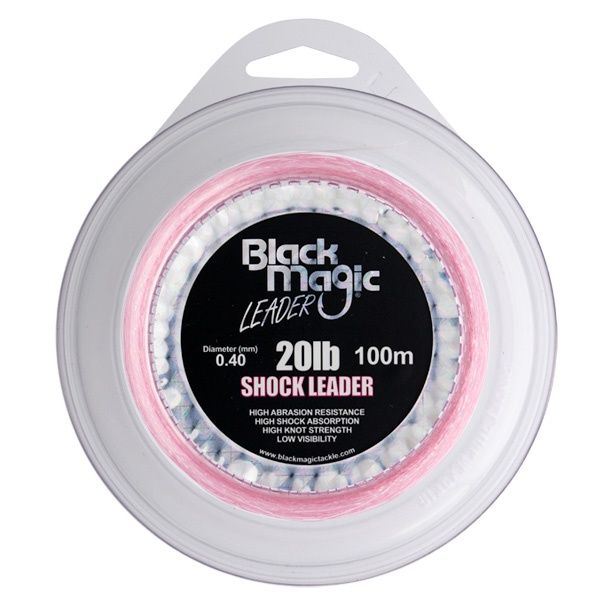 BLACK MAGIC PINK SHOCK LEADER, Size: 20LB