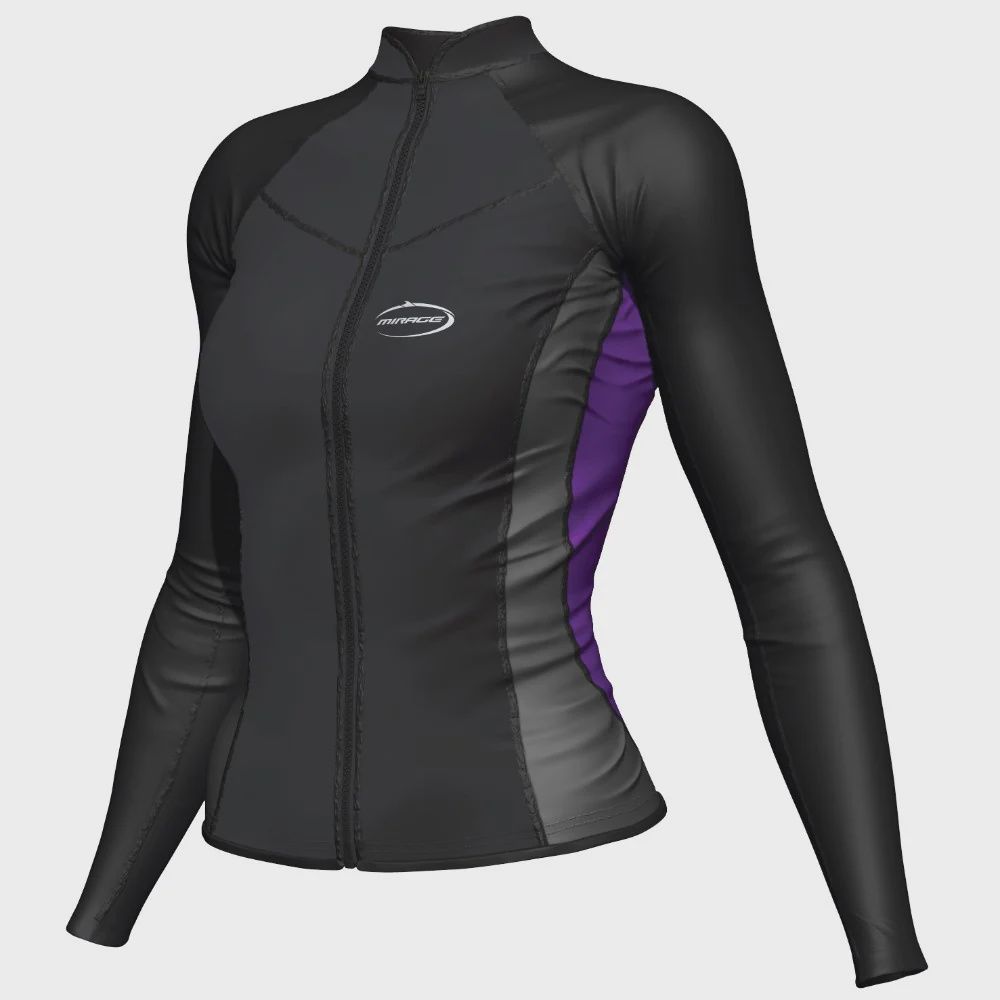 LADIES WATERSPORT TOP BLK/PUR/GRY