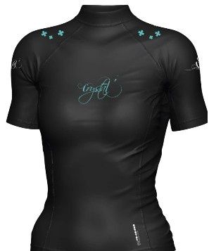 CRYSTAL LADIES SHORT SLEEVE RASH SHIRT BLACK