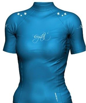 CRYSTAL LADIES SHORT SLEEVE RASH SHIRT BLUE