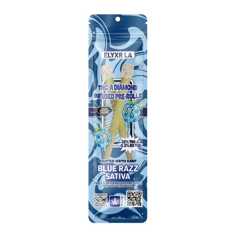 Elyxr THCA Diamond Infused Pre-Rolls | 2pk, Strain: Blue Razz