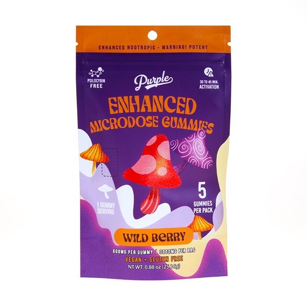Purple Enhanced Micro Dosed Mushroom Gummies  | 3000mg, Flavor:: Wild Berry
