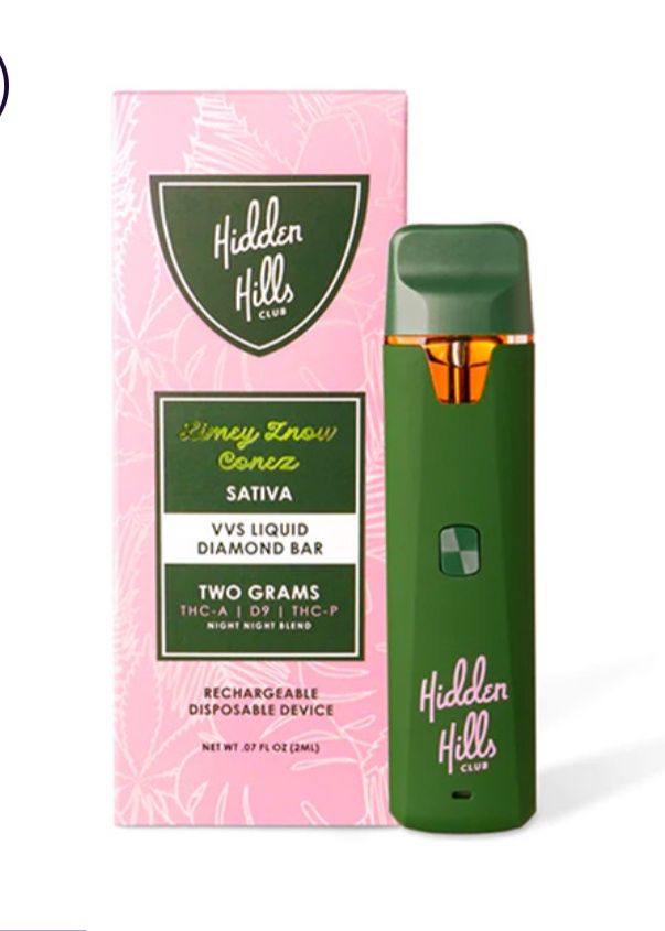 Hidden Hills THC-A VVS Liquid Diamond Disposable Vape | 2g, Strain: Limey Snow Conez
