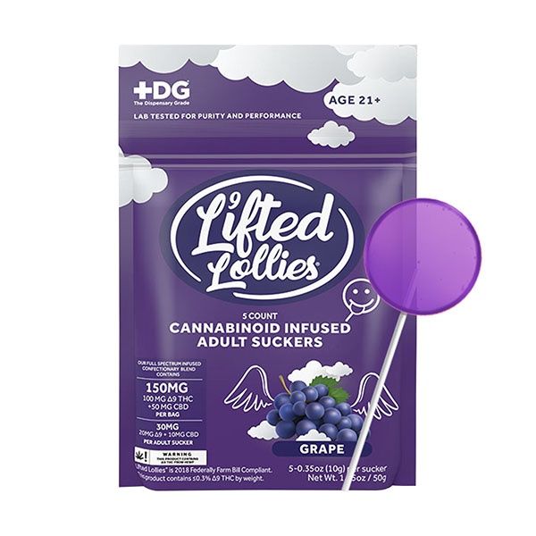 Lifted Lollies Infused Adult Suckers | 5ct 150mg, Flavor:: Grape