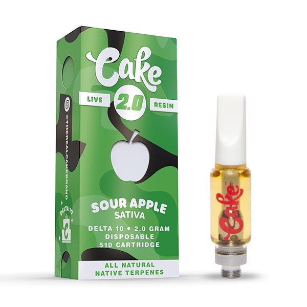 Cake Live Resin Delta 10 Cartridge | 2g, Strain: Sour Apple