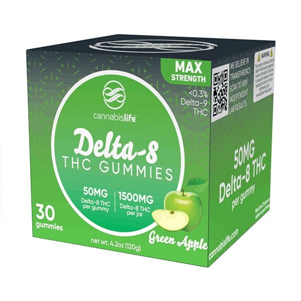 Cannabis Life Max Strength Delta-8 Gummies | 1500mg, Flavor: Green Apple