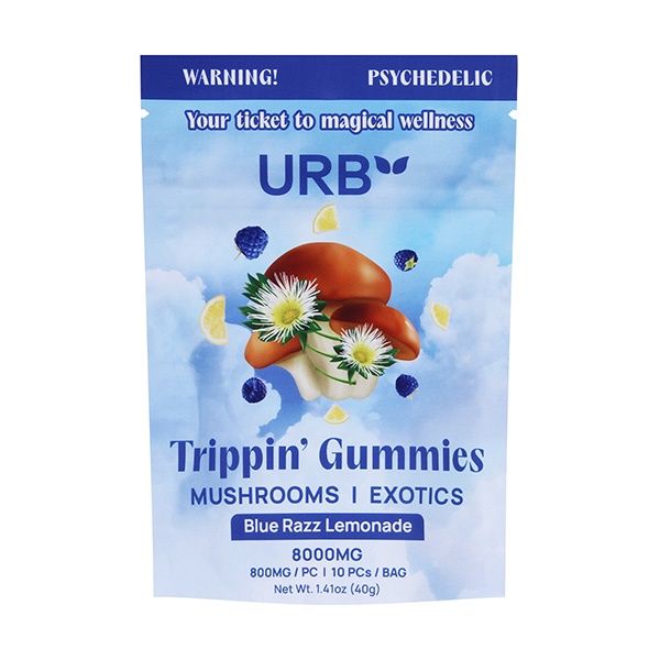 Urb Trippin&#39; Mushroom Gummies | (10ct) 8,000mg, Flavor: Blue Razz Lemonade