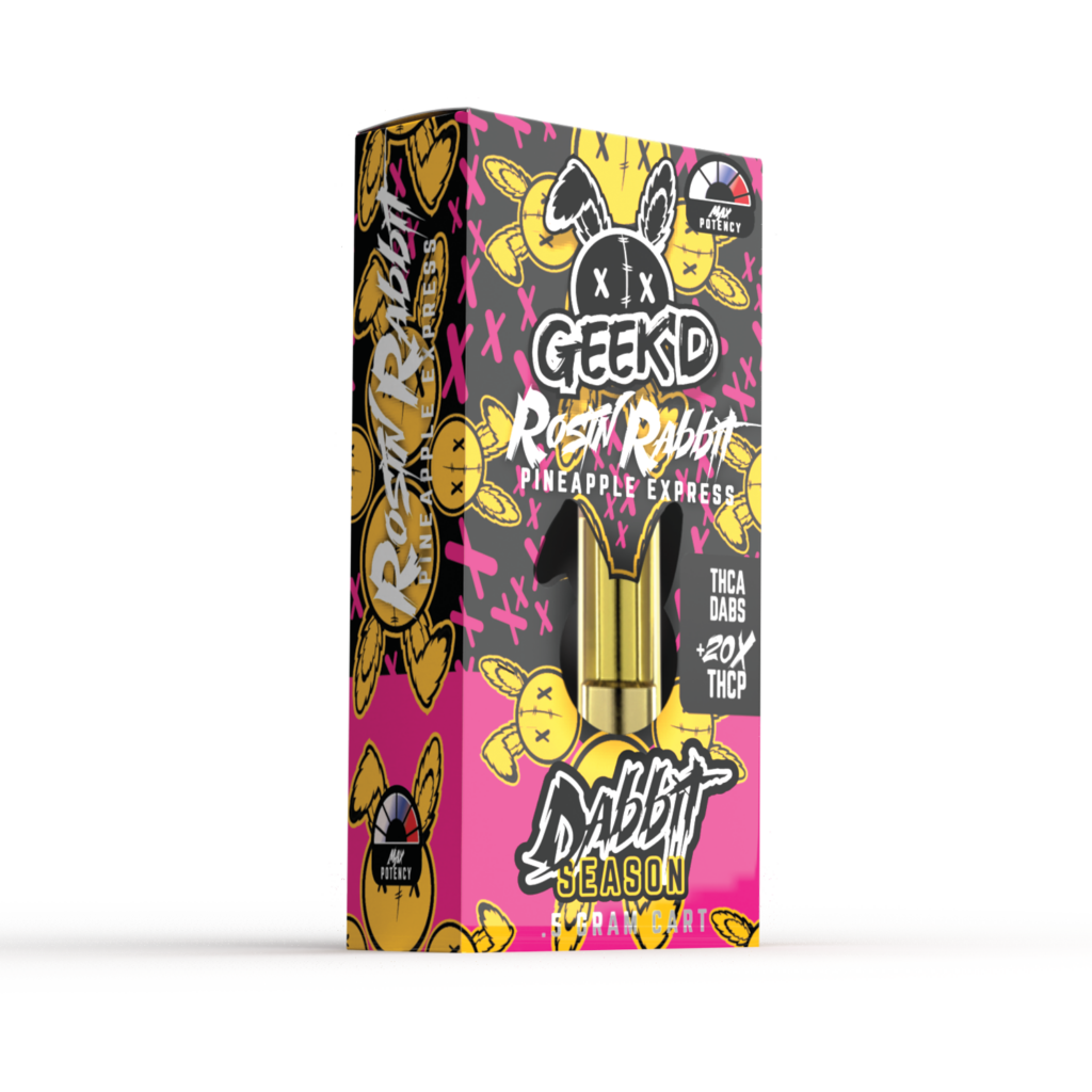 Geek’d Dabbit THC-A + 20x THC-P Cartridge | 0.5g, Strains:: Rosin Rabbit Pineapple Express