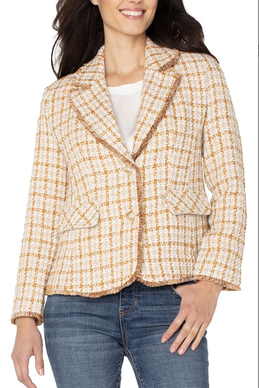LP Gold Plaid Blazer w/ Frayed Edges