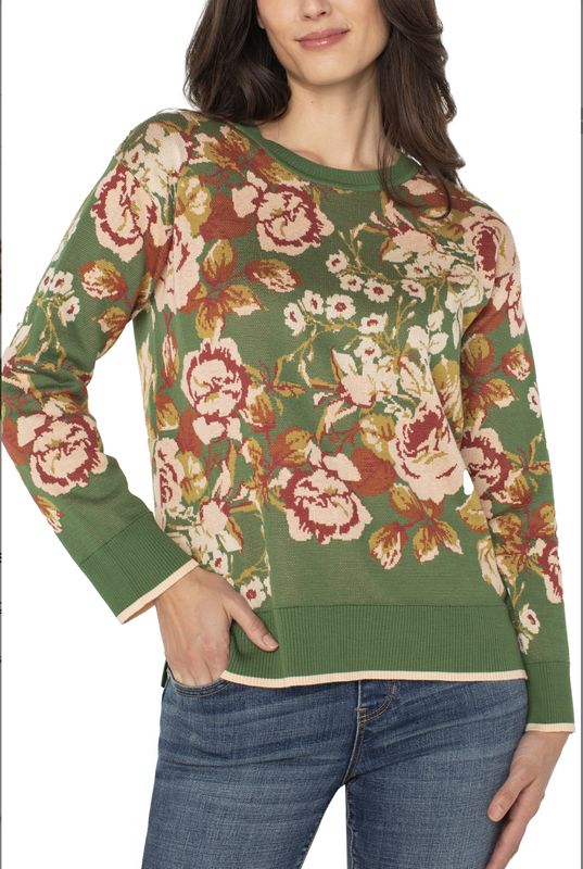 Liverpool Multi Floral Print Crew Neck Sweater