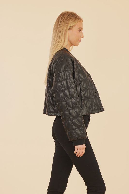 DC-VL HEART QUILTED BASEBALL JACKET BLACK