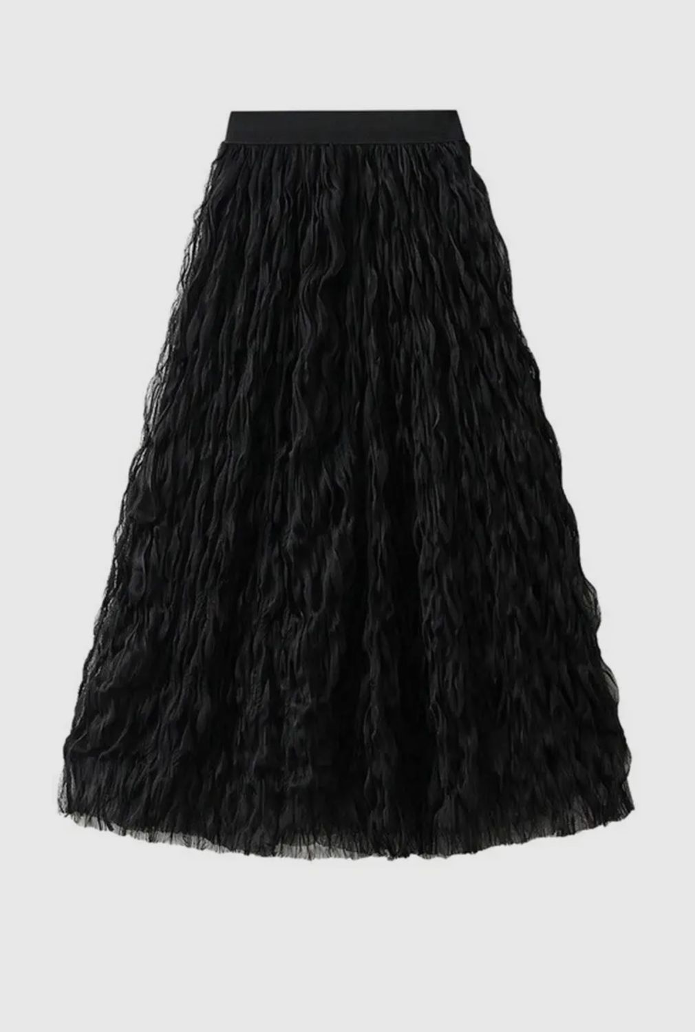 MISS SPARKLING MIDI PLEATED MESH SKIRT-BLACK