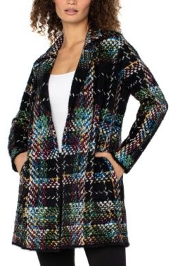 LP OPEN FRONT BLACK/ MULTI CARDIGAN