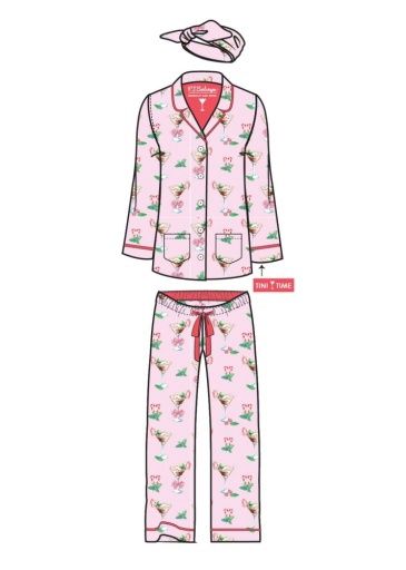 PJS Pink Ballet  Holiday  Tini Time Martini Flannel Set
