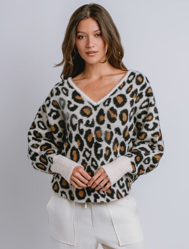 RYU FUZZFUSS KNIT TOP ANIMAL PRINT