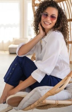 LP ADJUSTABLE SLV BUTTON FRONT BLOUSE