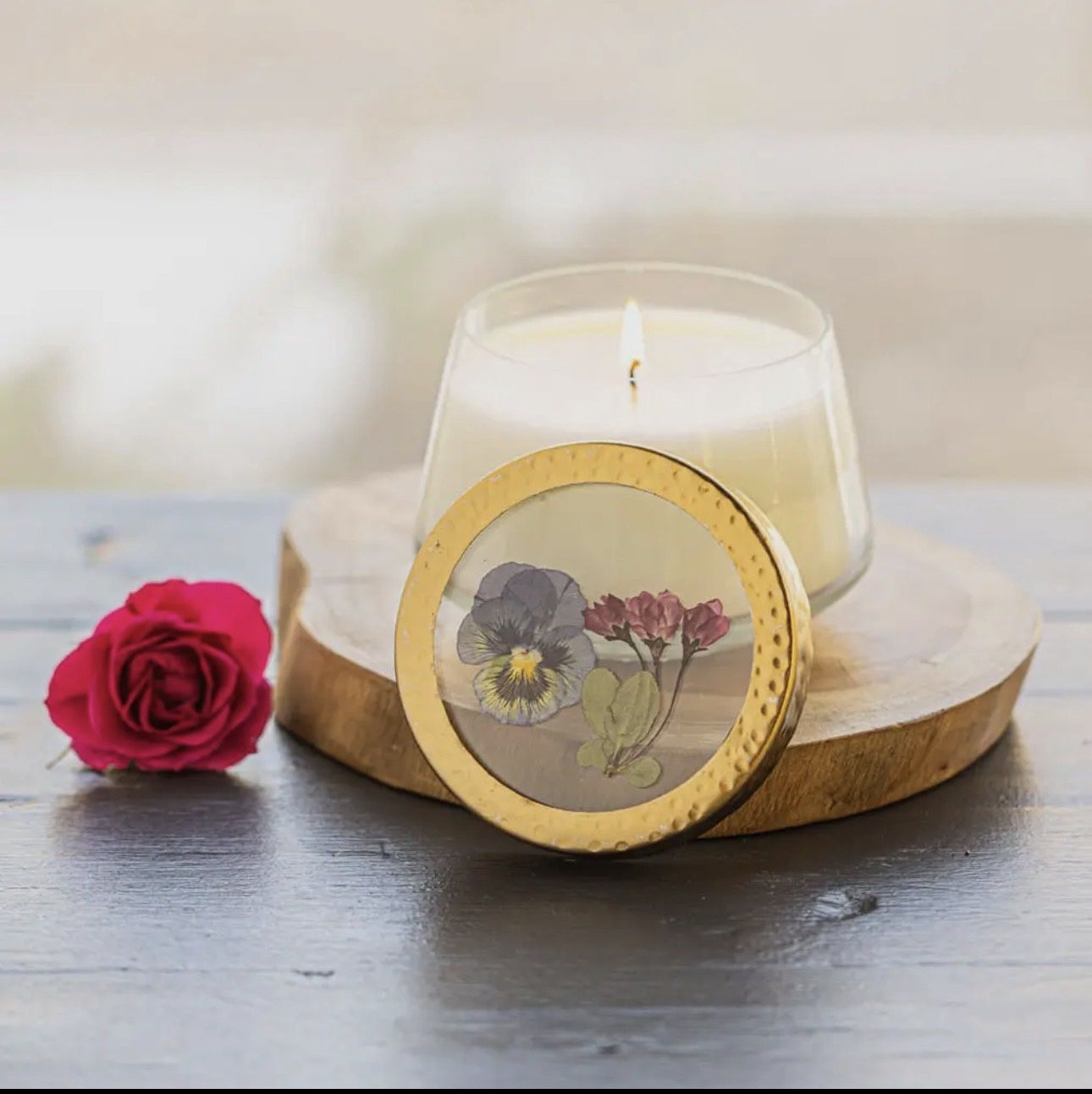 ACCENT PRESSED FLORAL CANDLE BR