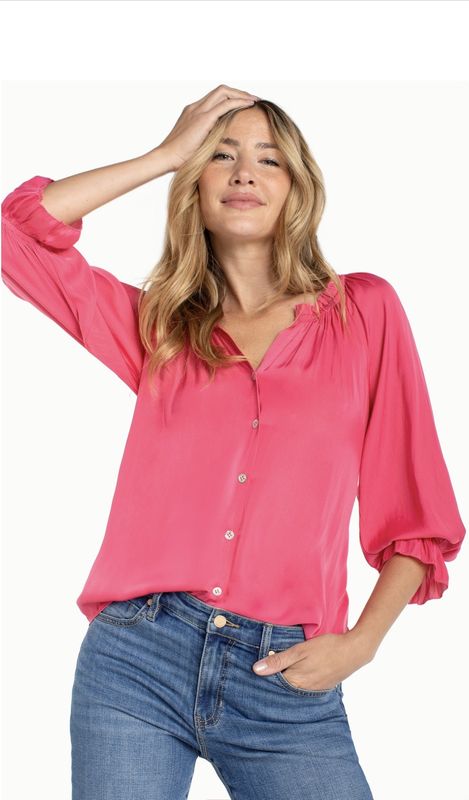 PINK BUTTON FRONT BLOUSE
