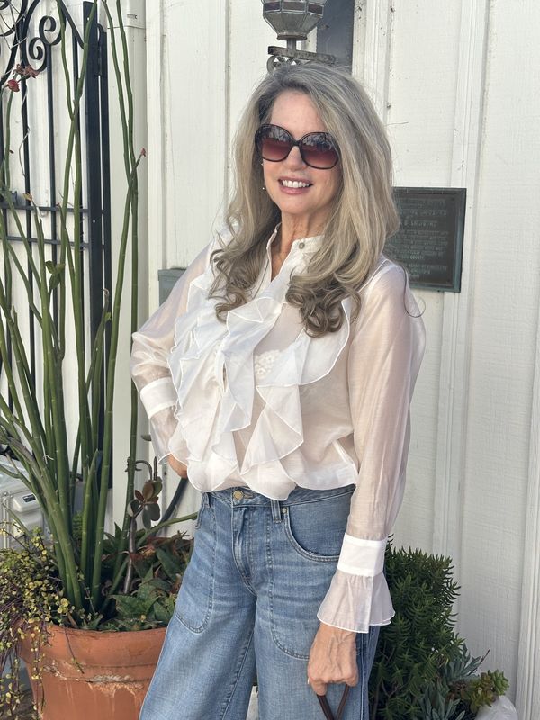 INSIGHT WHITE RUFFLE ORGANZA BLOUSE