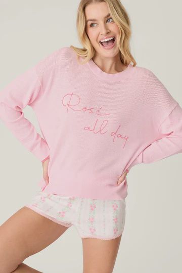 PJS ROSES ARE PINK SNUGGLE SWEATER
