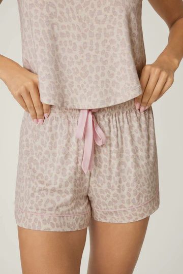 PJS BEIGE LEOPARD SHORTS