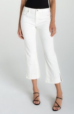 Hannah crop flare w/ wide fray hem and slit