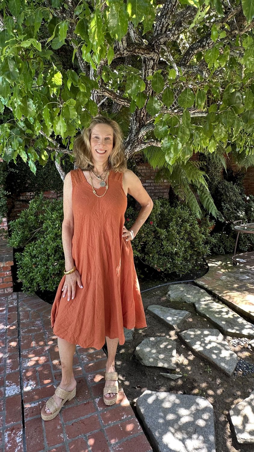 A LINE LINEN DRESS W POCKETS