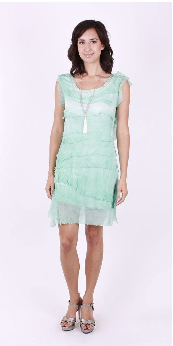 KC SHORT SILK RUFFLE DRESS