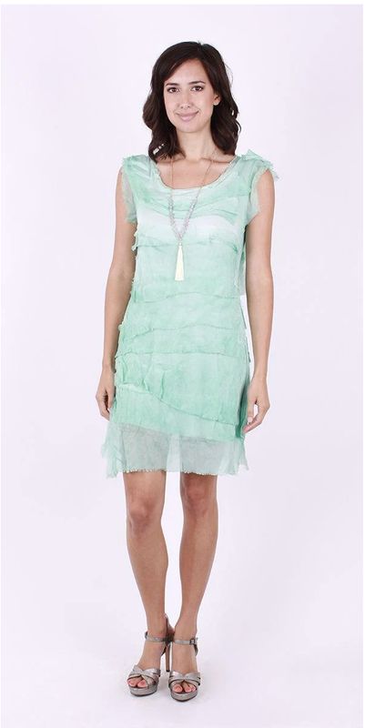 KC SHORT SILK RUFFLE DRESS