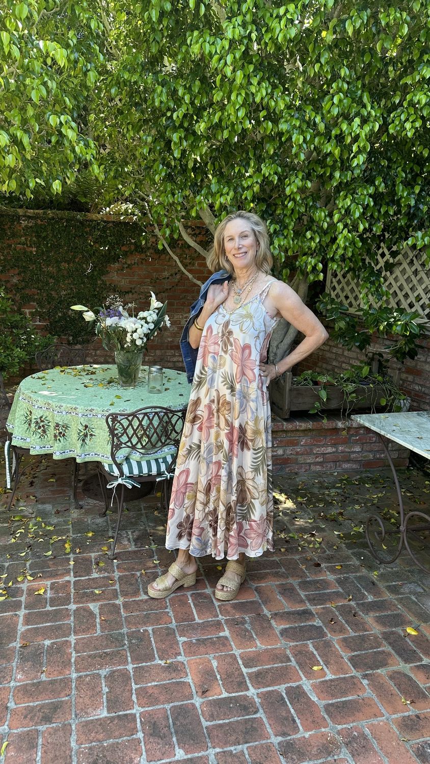 Ivory BahamaFloral Print Silky Maxi