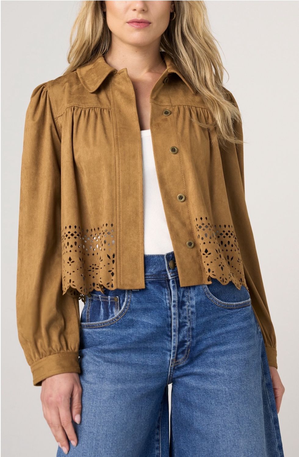LP Puff Sleeve Jacket w laser cut hem