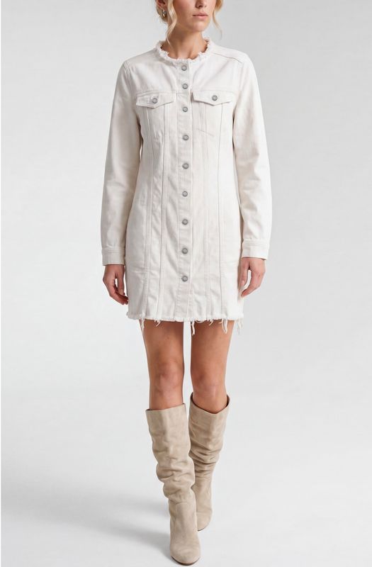 COLLARLESS TRUCKER DRESS