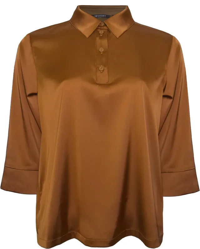INSIGHT WALNUT  SATIN COLLARD TOP