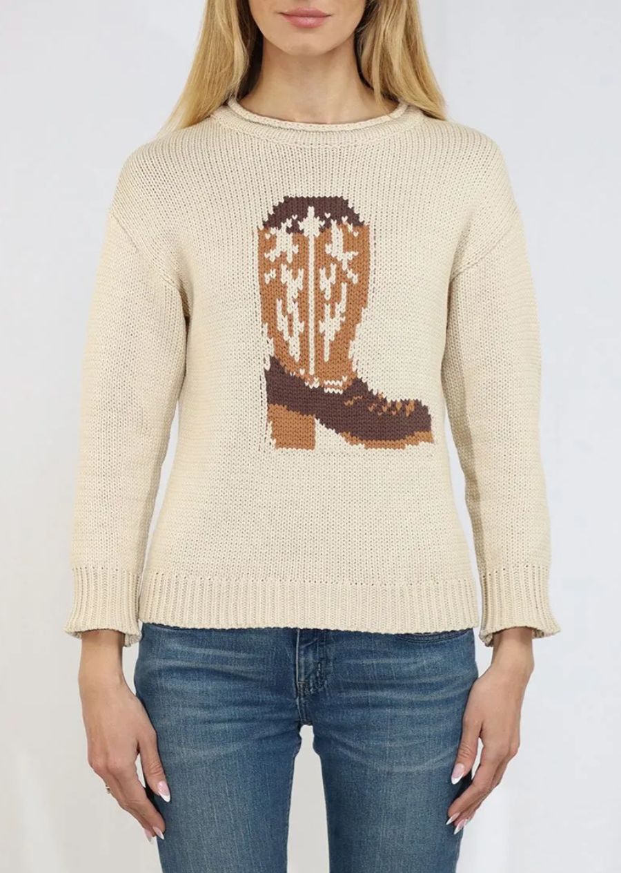 METRIC KNIT LONG SLEEVE PULL OVER BOOT MOTIF