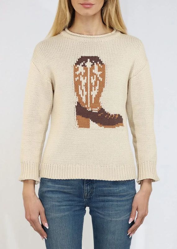 METRIC KNIT LONG SLEEVE PULL OVER BOOT MOTIF