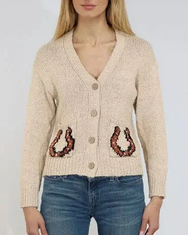 METRIC V NECK KNIT CARDIGAN HORSE /SHOES