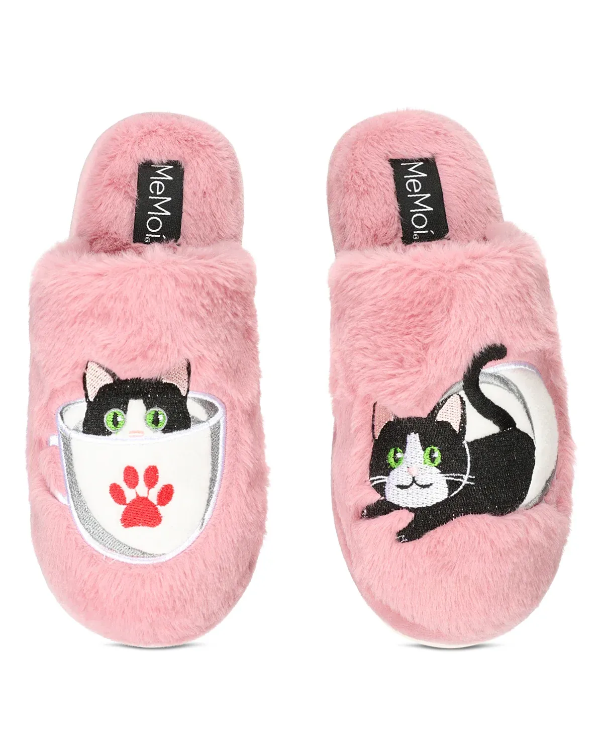 MEMOI TEACUP  PLUSH KITTY SLIPPERS