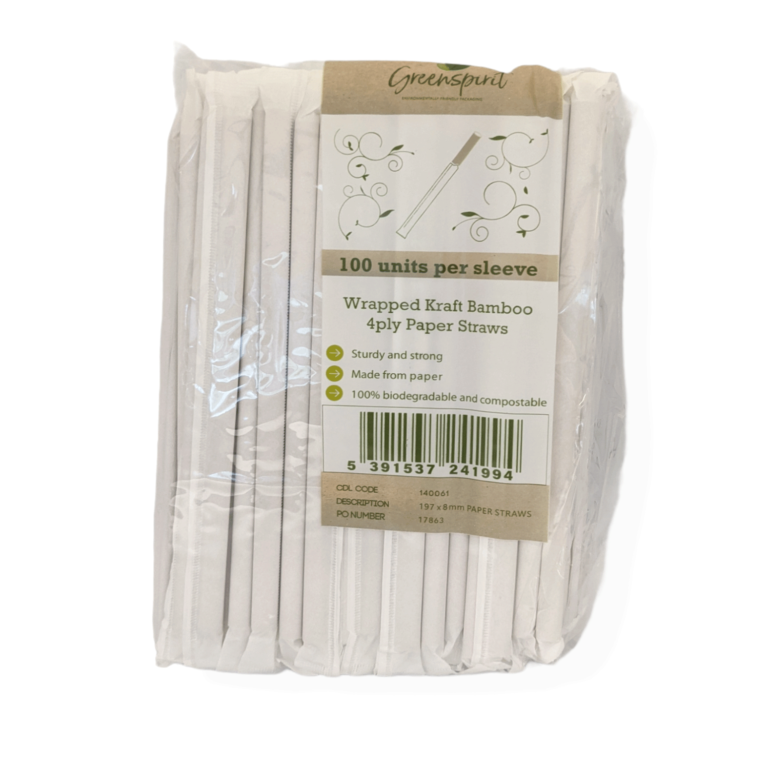 8x197mm, 4ply, Wrapped GS Paper Straws Kraft (48x100)
