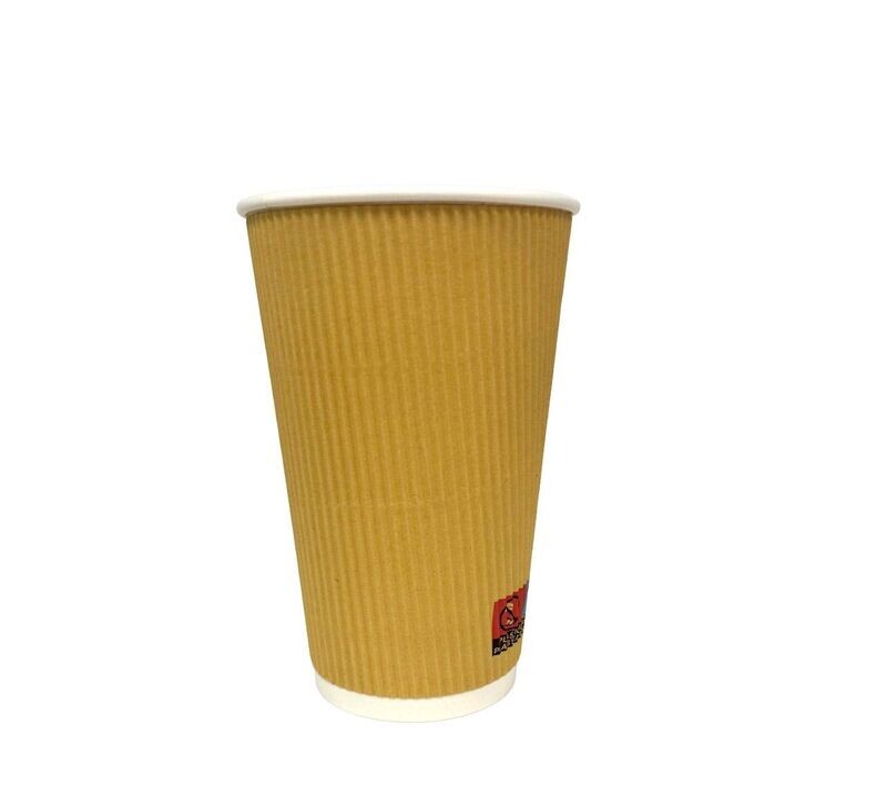 16oz Kraft Ripple wall hot cups EU LOGO(20x25's)