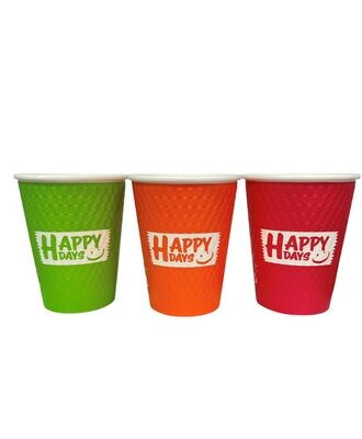 12oz Embossed Happy Days DW PE Hot Paper Cups (20x25)